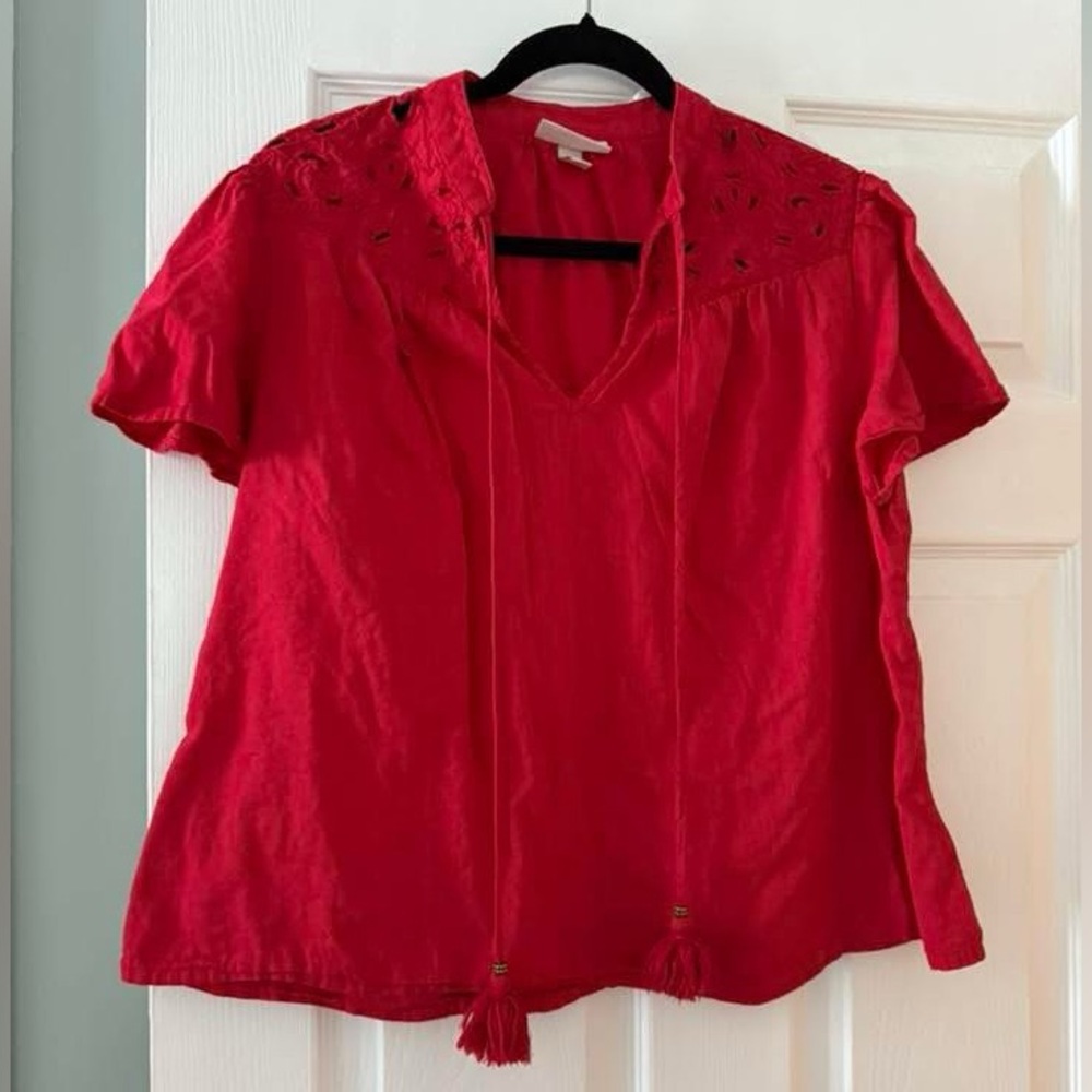 4 for $10 Red Women's Top with Tassel Detail